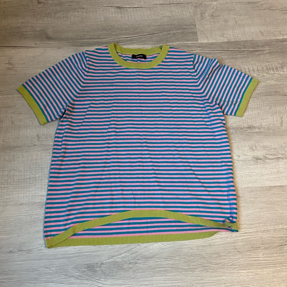 Dokotoo Striped Short Sleeve Knit Top